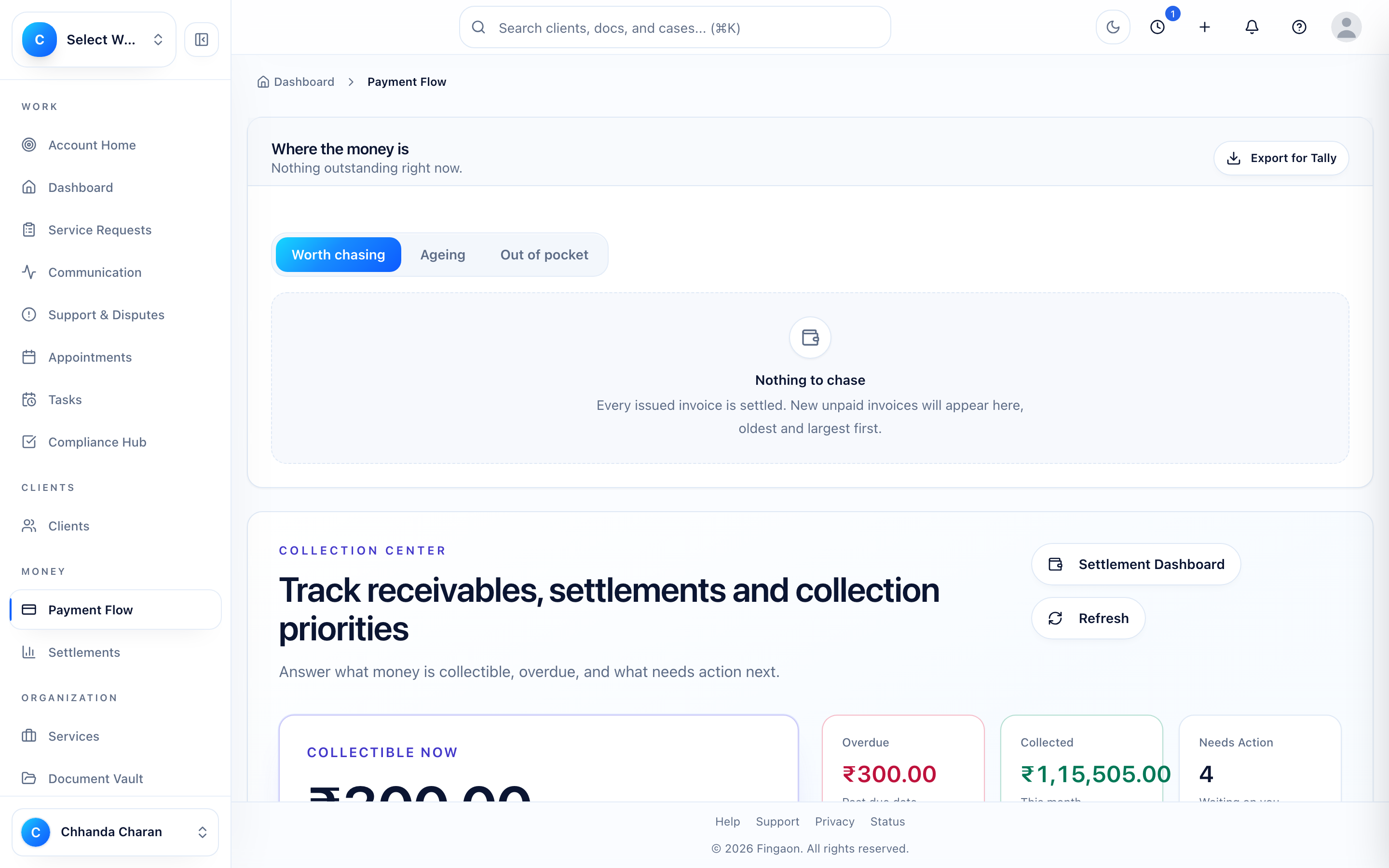 Fingaon screenshot: firm-invoice